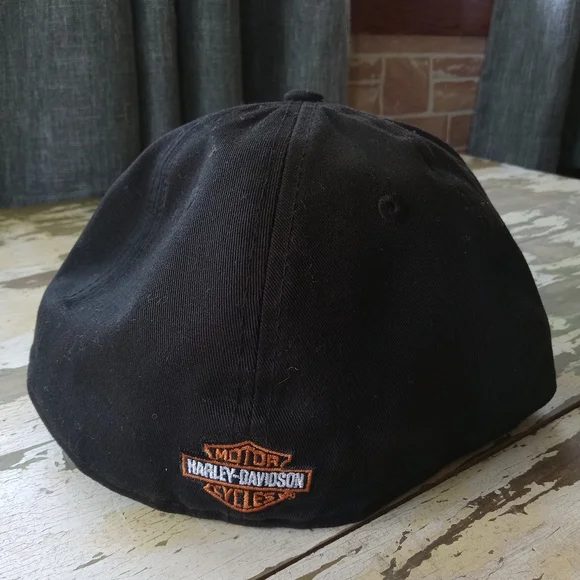 Harley-Davidson Black Cap with Orange Logo - Picture 2 of 9